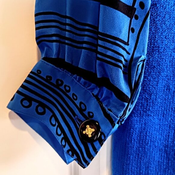 Vintage Anne Crimmins for UMI Collections Royal Blue Knit Top - Picture 4 of 6